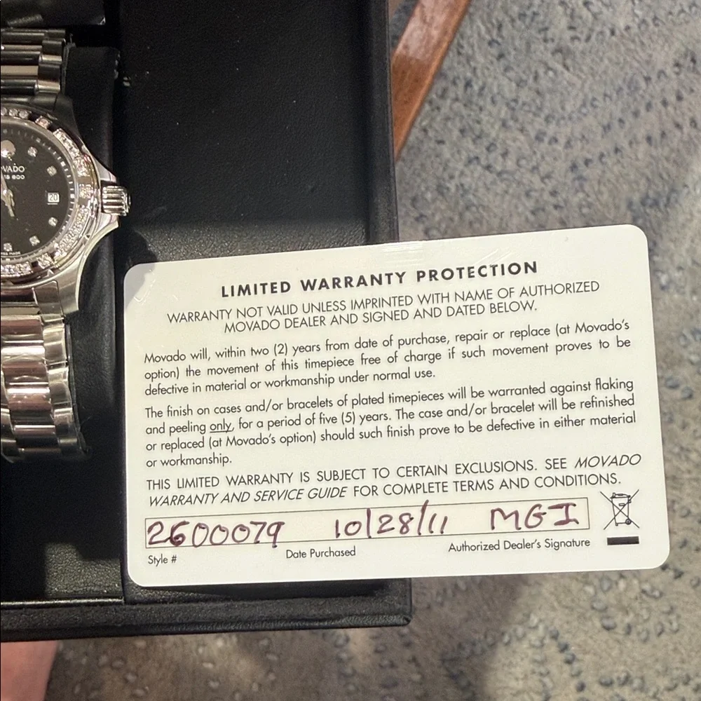 Movado Silver Bracelet Watch with Black Dial - Picture 3 of 5